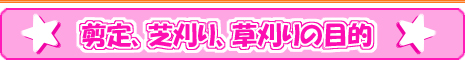 選定、芝刈り、草刈りの目的